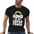 ADHD Quote for Kids Adults  ADHD Is My Superpower  Rainbow  Oversized Silhouette T-Shirt