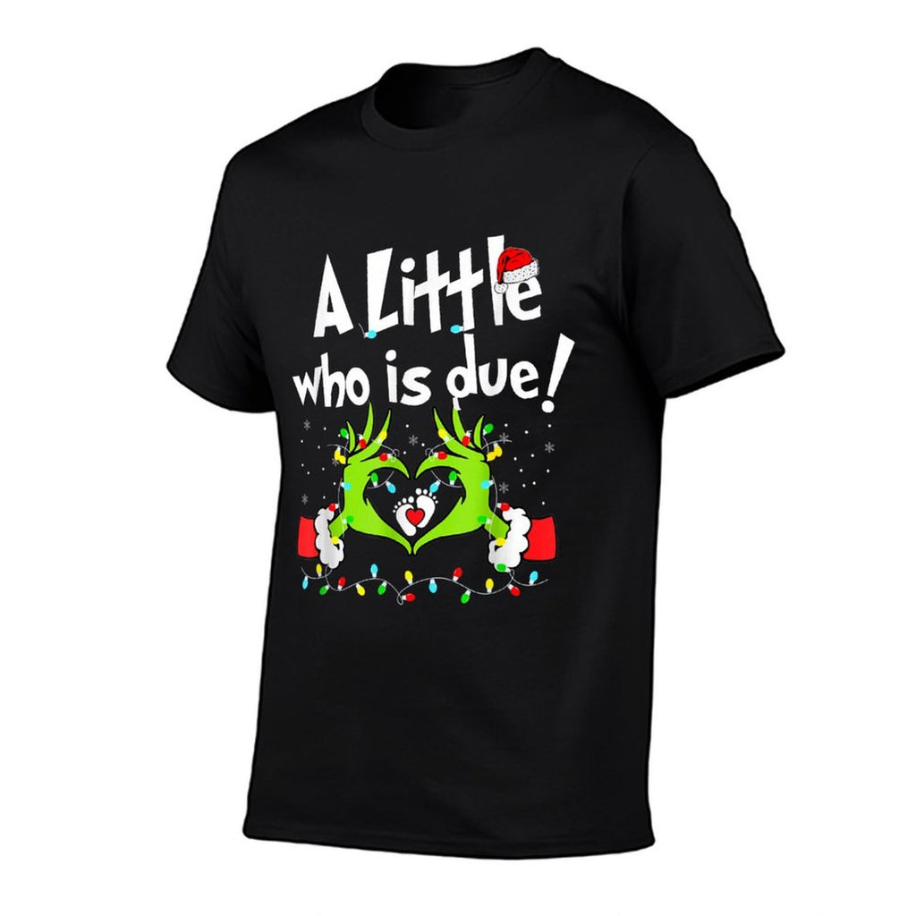 A Little Who Is Due Christmas Pregnancy Announcement  Lightweight T-Shirt