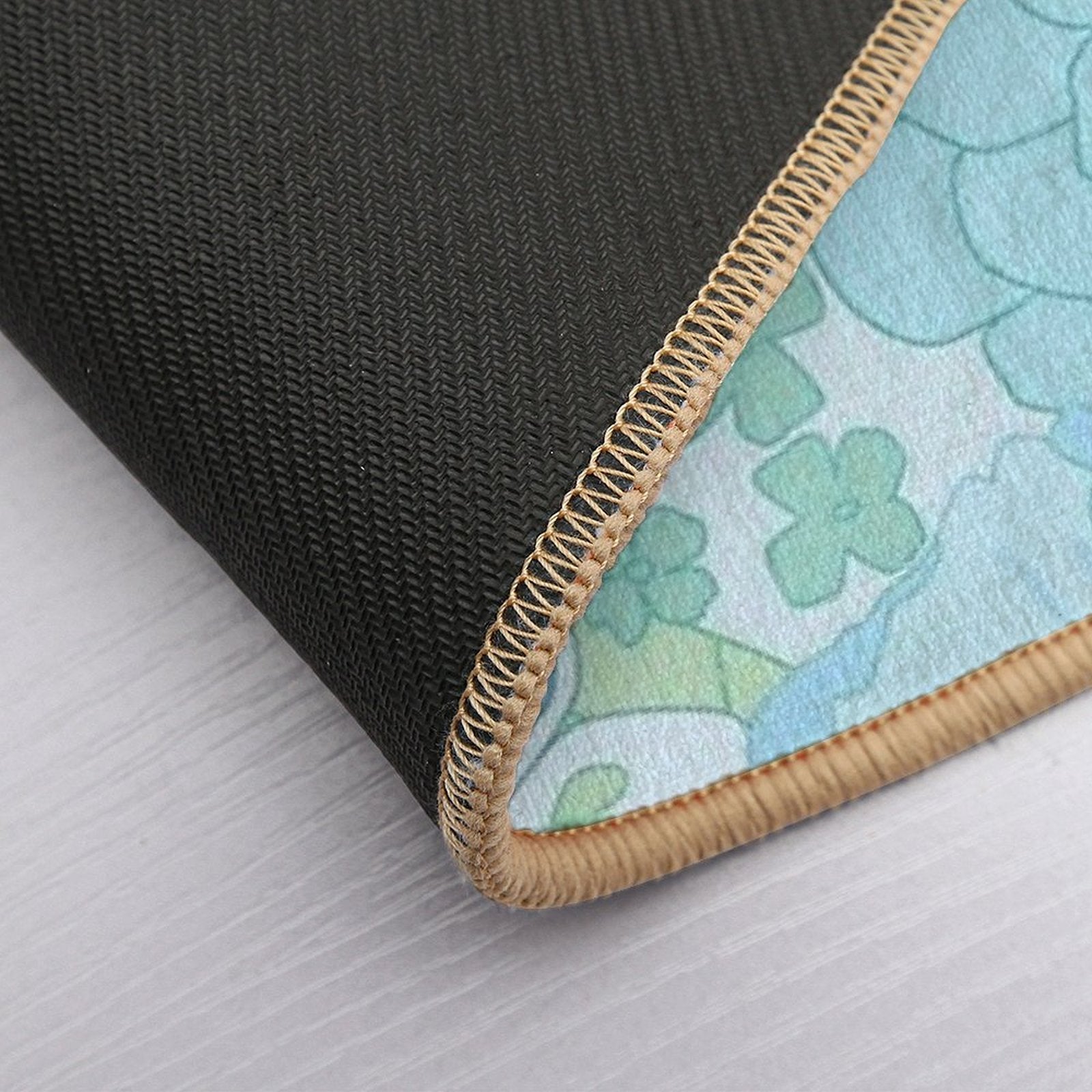 Light Blue Pastel Vintage Floral Pattern  Easy Maintenance Bath Mat