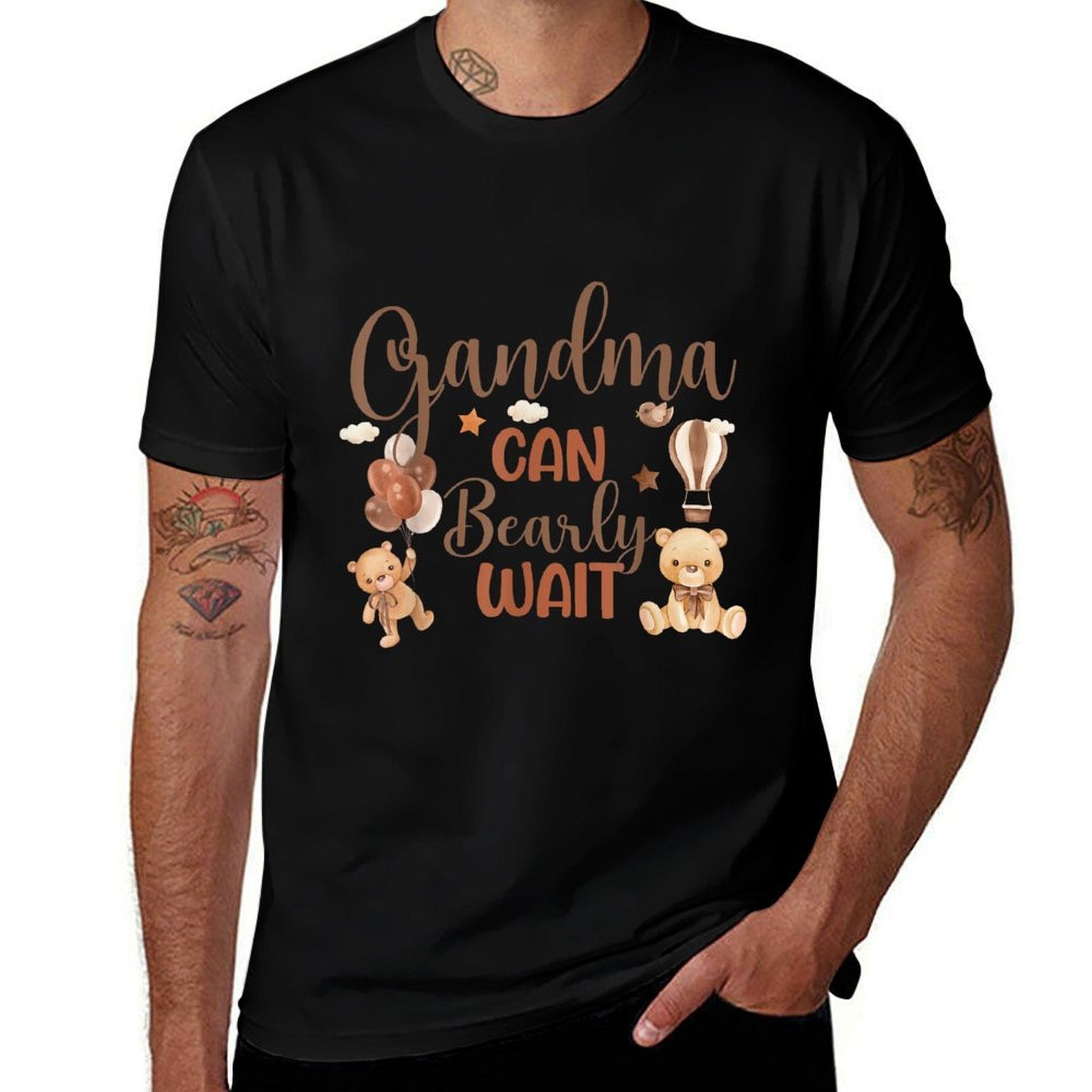 Grandma Can Bearly Wait Bear Gender Neutral Boy Baby Shower  Durable T-Shirt