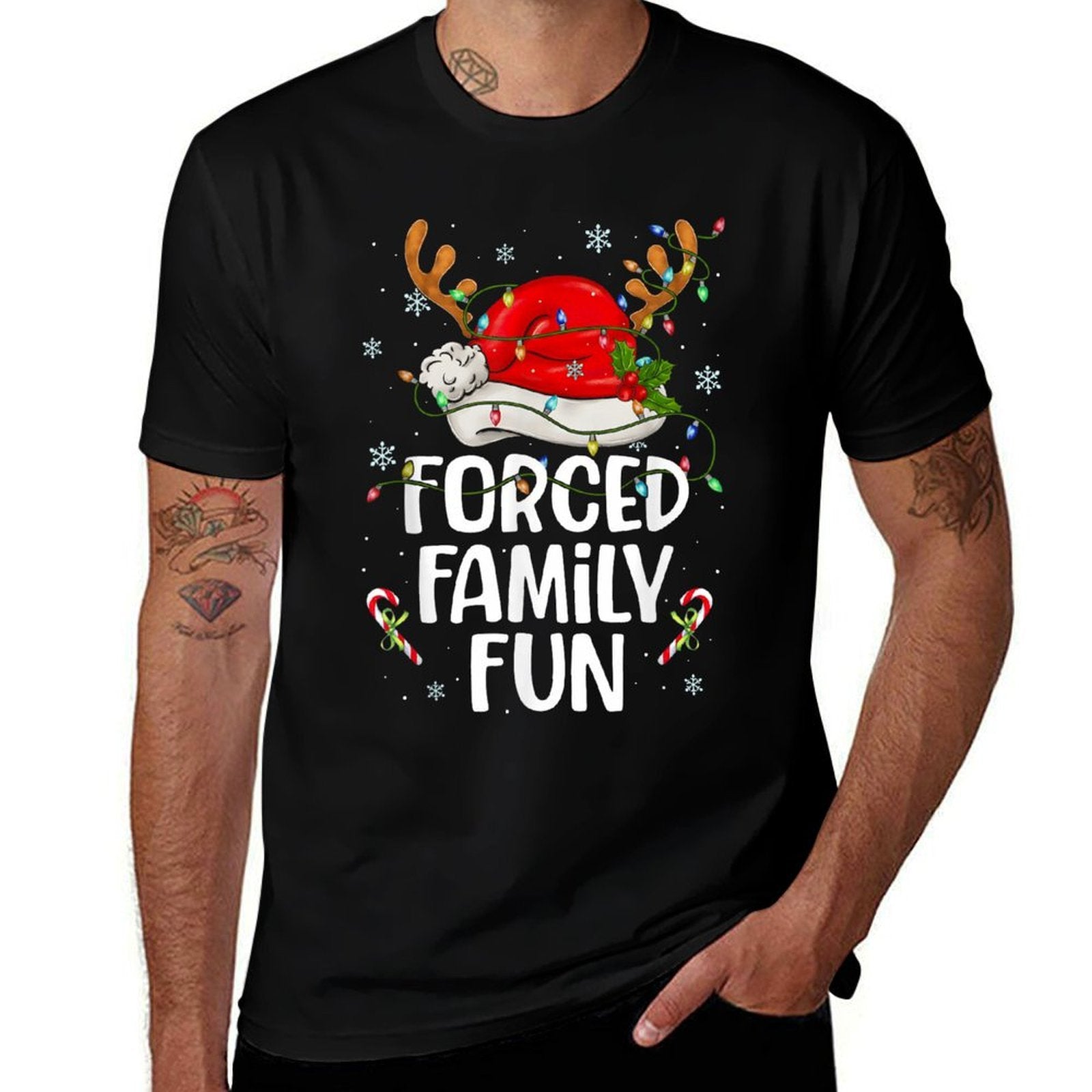 Forced Family Fun Sarcastic Christmas Funny Men Women Kids  Affordable Price T-Shirt