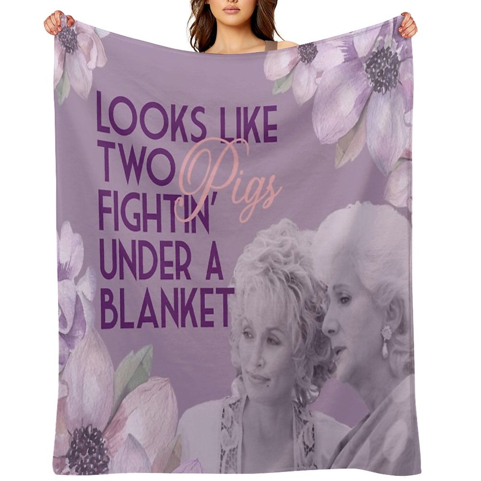 Steel Magnolias Clairee Two Pigs Fighting Under A Blanket Funny Movie Quote Lavender Version Multi-functional Throw Blanket