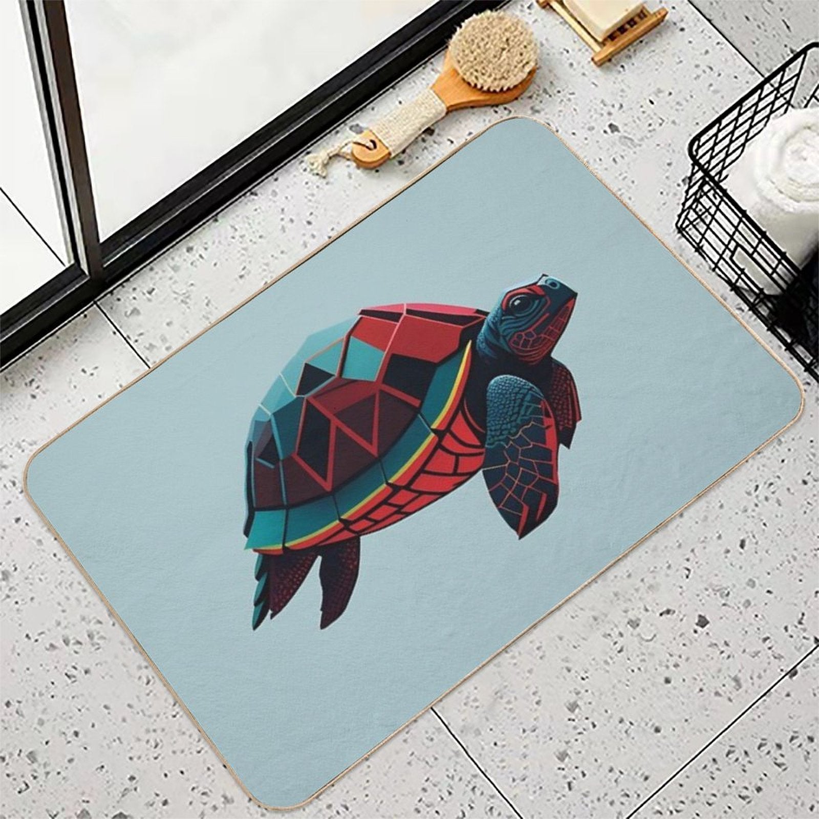 Geometric Sea Turtle  Toxin-Free Bath Mat