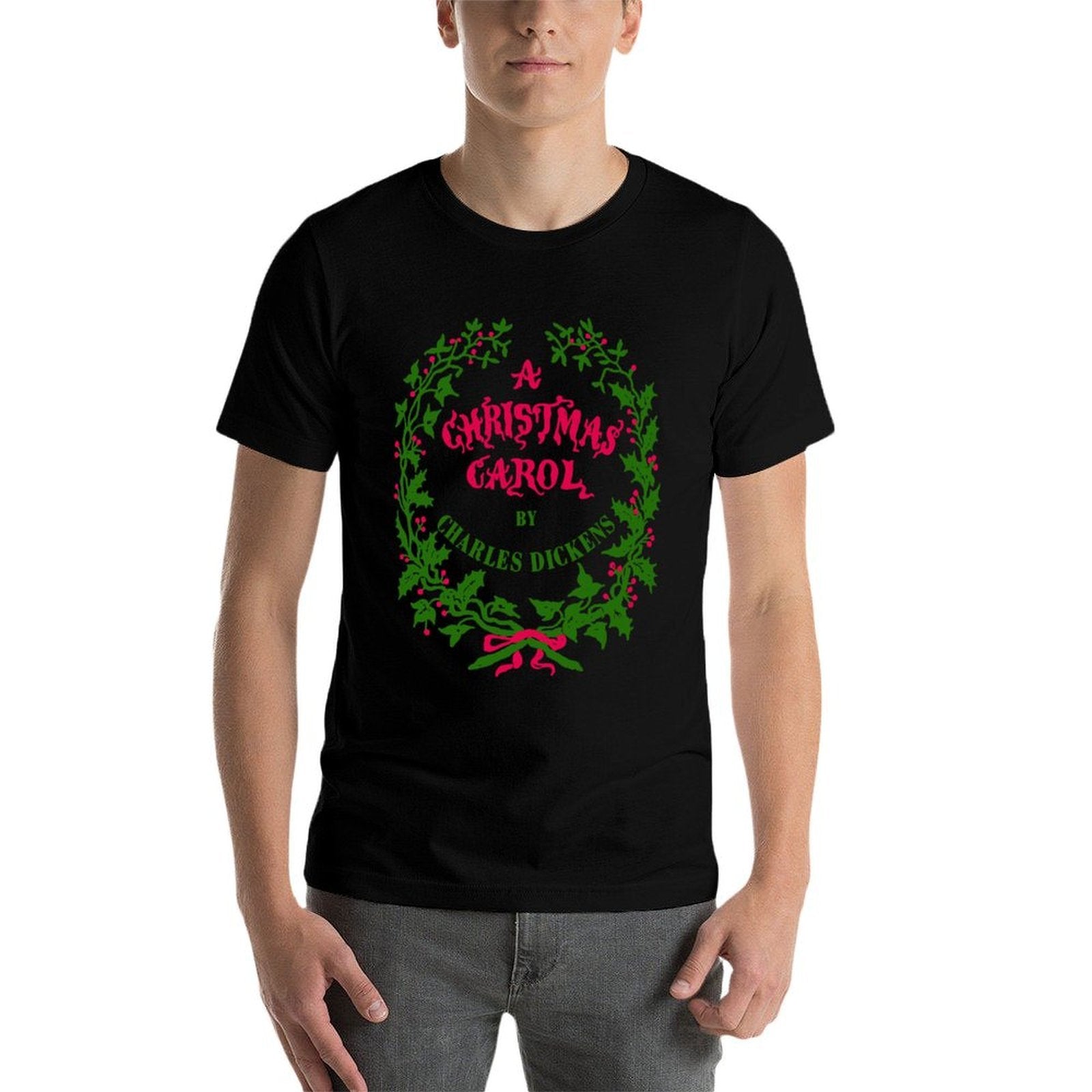 Vintage Mistletoe Wreath A Christmas Carol Art  Durable T-Shirt