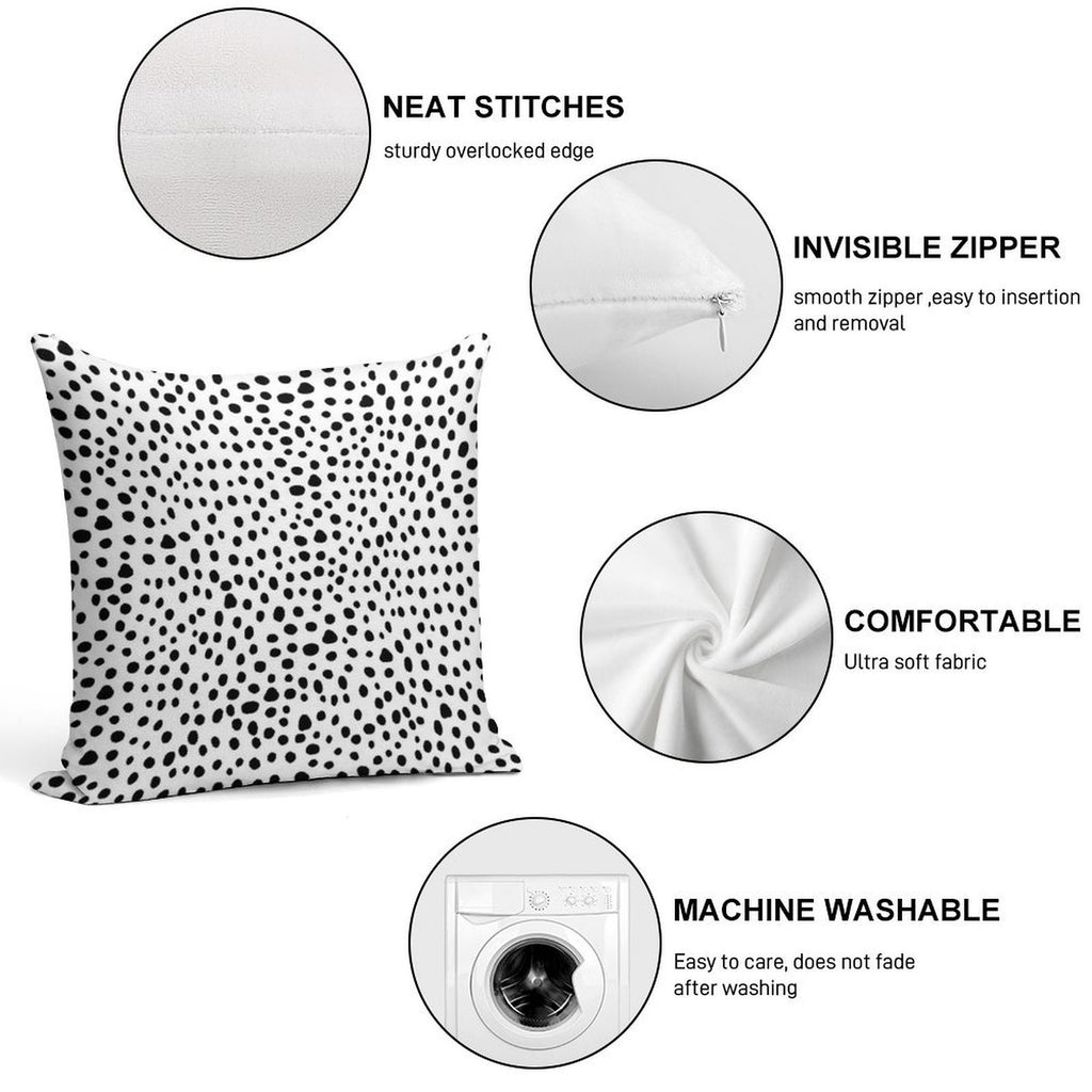 Modern Black And White Hand Drawn Polka Dots Soft Fade-Resistant Throw Pillow