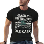 Racing Easily Distracted Old Cars Car Race Men Women Kids  Fade-proof Color T-Shirt