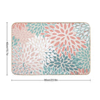Flower Pattern, Teal, Blush,Coral, Peach  Easy Maintenance Bath Mat