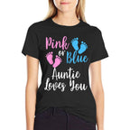 Gender Reveal Aunt-TEE  Pink Or Blue Auntie Loves You  Summer-ready Fabric T-Shirt