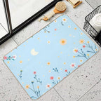 Flowers with Crescent Moon  Dirt-Trapping Bath Mat