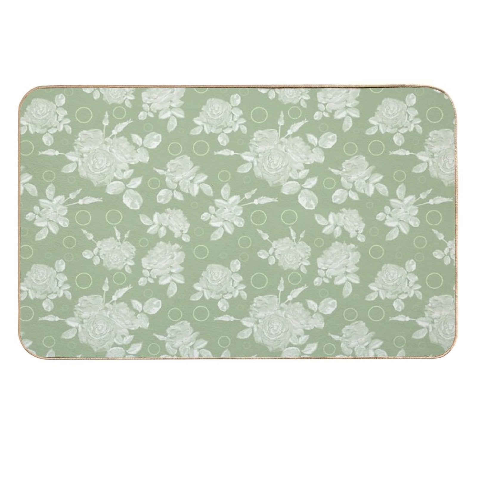 Bouquet of Roses on A Bright Green Retro Background  Stain-Proof Bath Mat