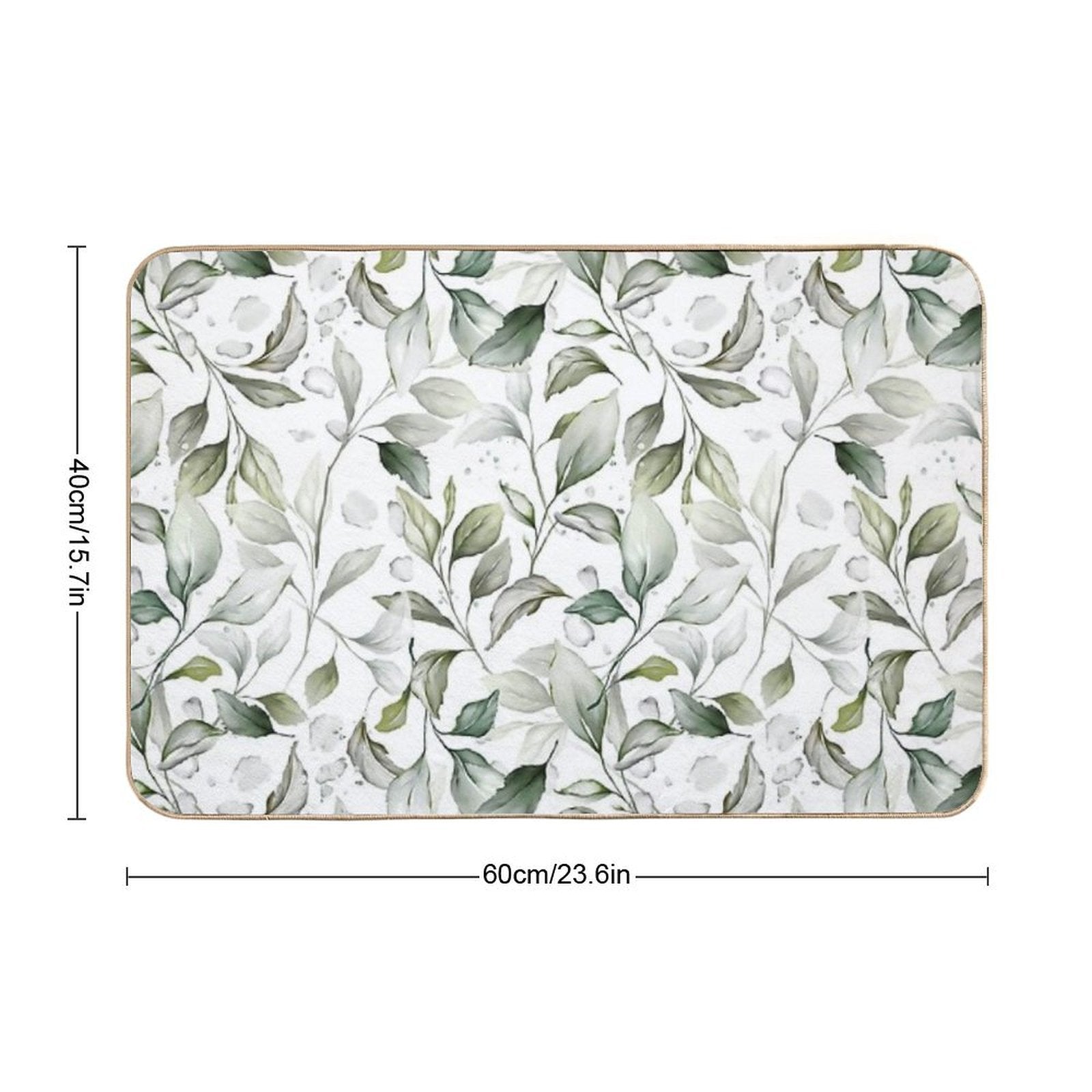 Elegant Watercolor Leaf Design on White Background  Non-Slip Bath Mat