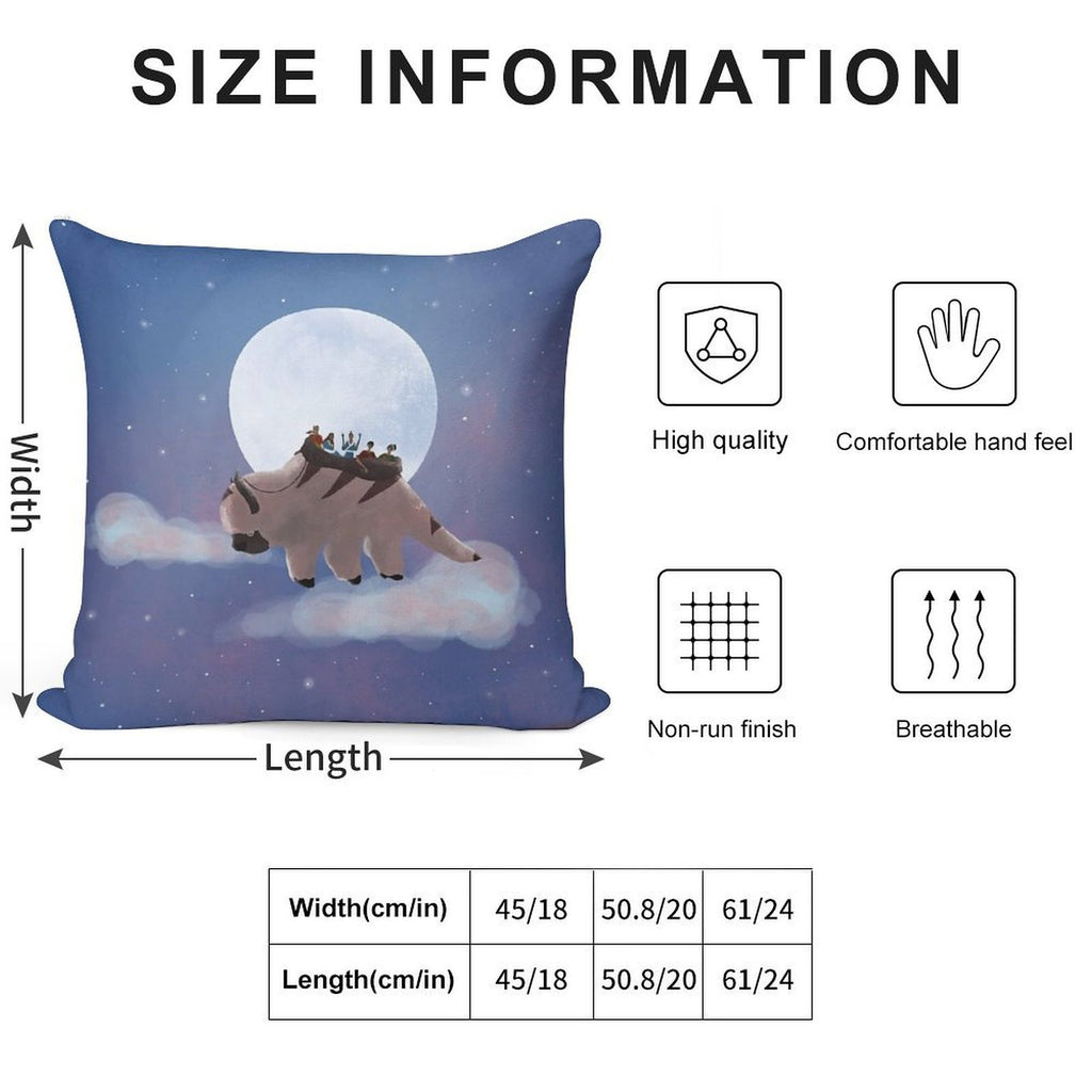 Appa And Team Avatar Under The Moon Soft Style Accent Throw Pillow