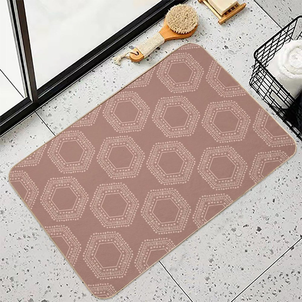 Hexagon Boho Minimalistic Home Decor Pattern  Easy Maintenance Bath Mat