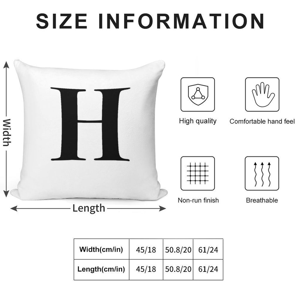Letter H Monogram Initial Soft Durable Construction Throw Pillow