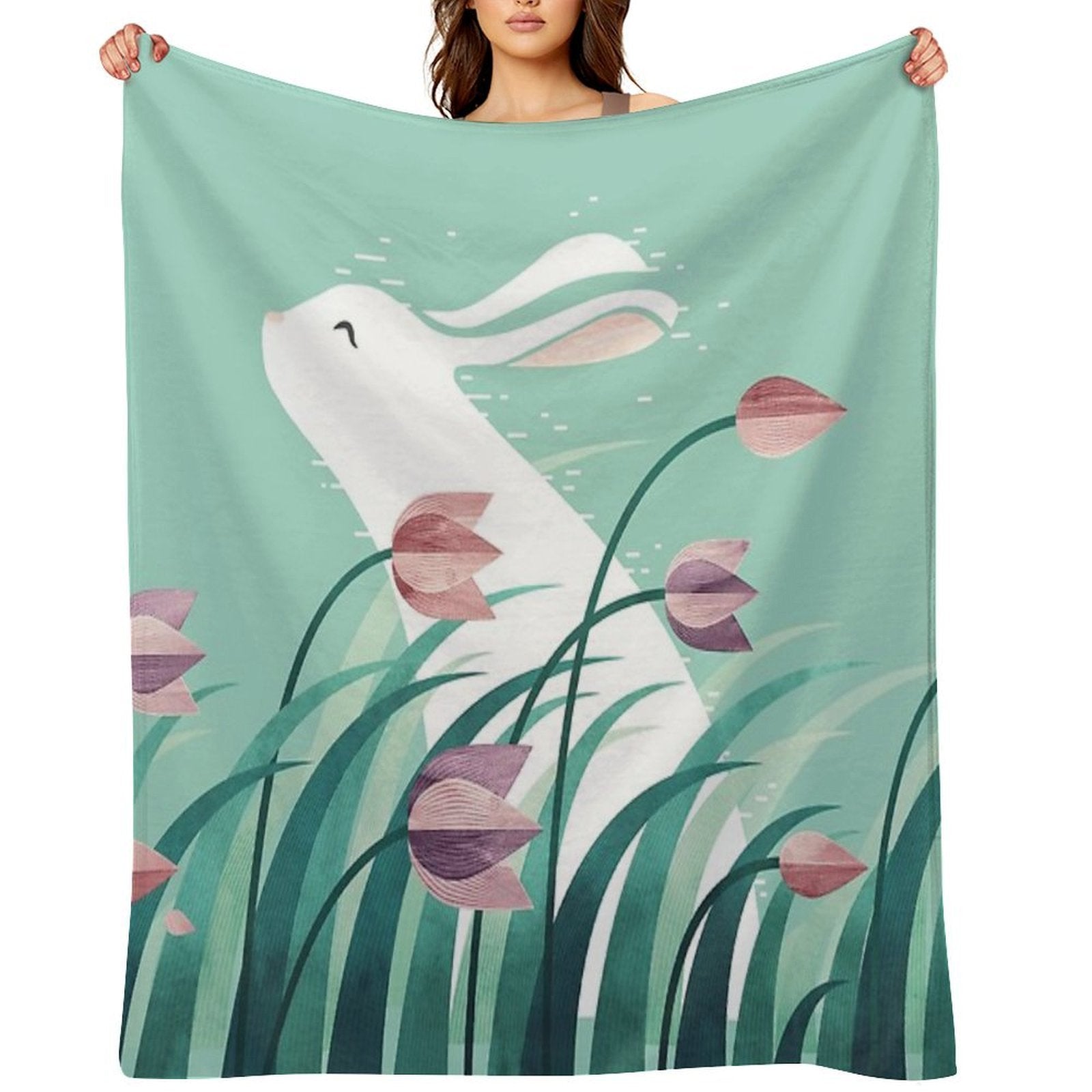 Rabbit, Resting Travel-friendly Throw Blanket