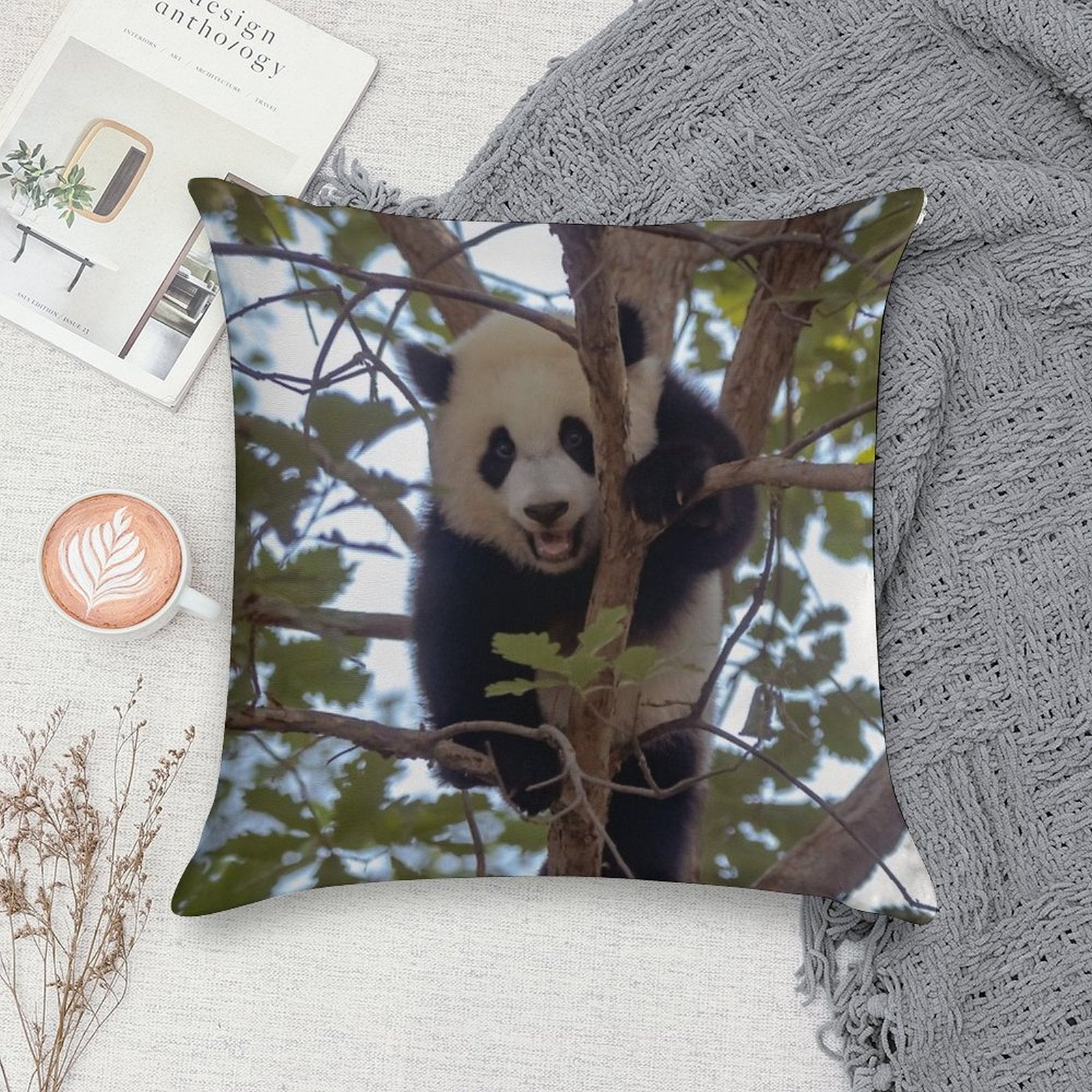 Baby Panda Xiao Qi Ji at The National Zoo Soft High-Density Material Throw Pillow