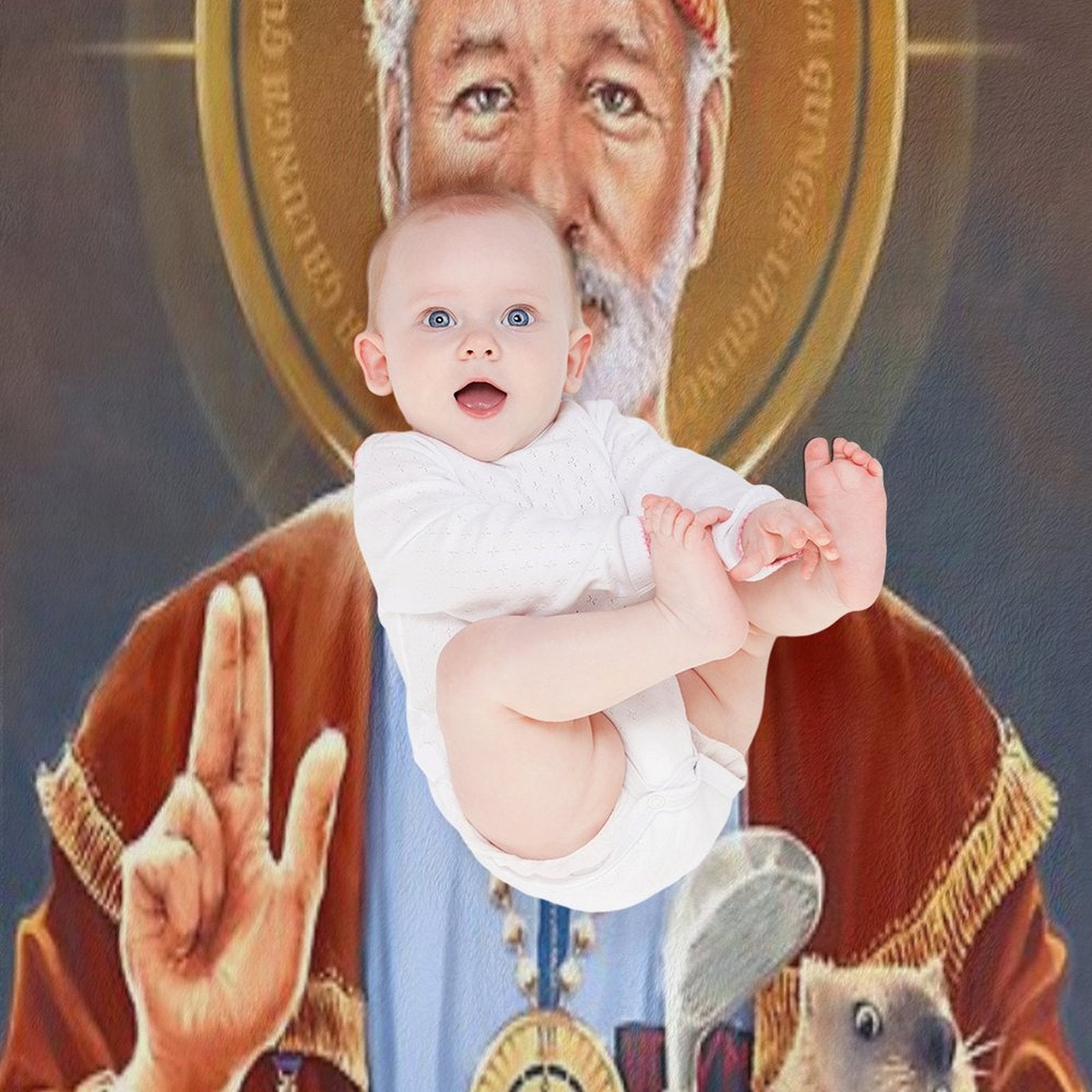 Saint Bill of Murray, Bill Murray Saint Original Religious Painting Wrinkle-free Throw Blanket