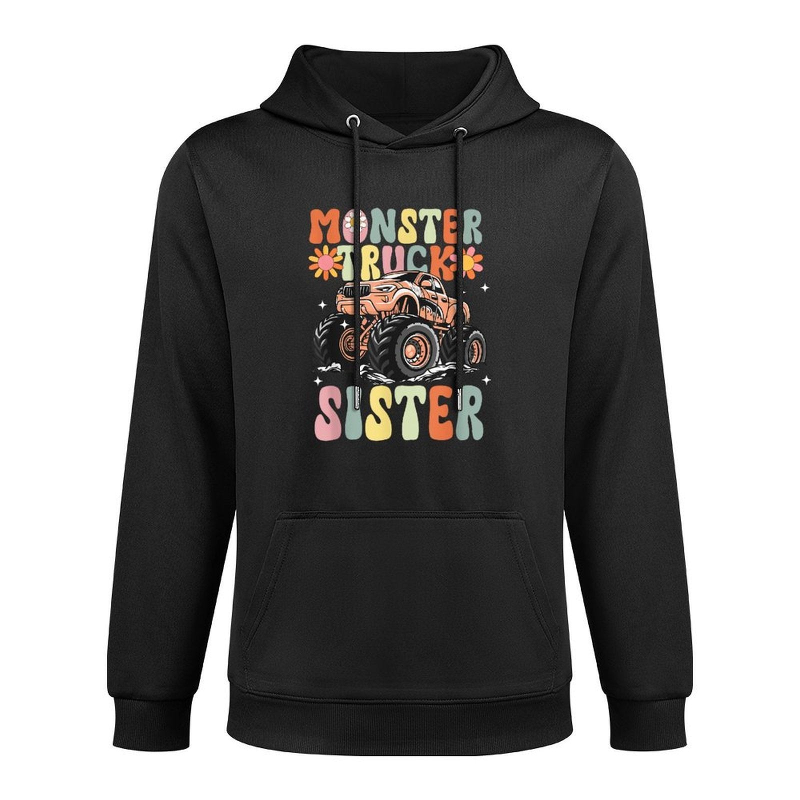 Monster Truck Sister Groovy Monster Truck Sis Relaxed Fit Hoodie