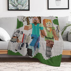Steve And Alex Minecraft Theme Wrinkle-free Throw Blanket