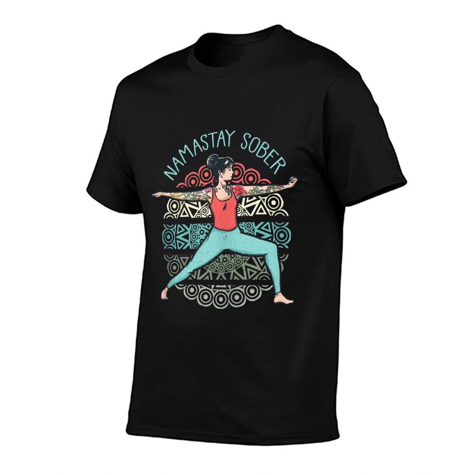 NAMASTAY SOBER Sobriety Yoga Pose Namaste Tattoos Meme  Fade-proof Color T-Shirt