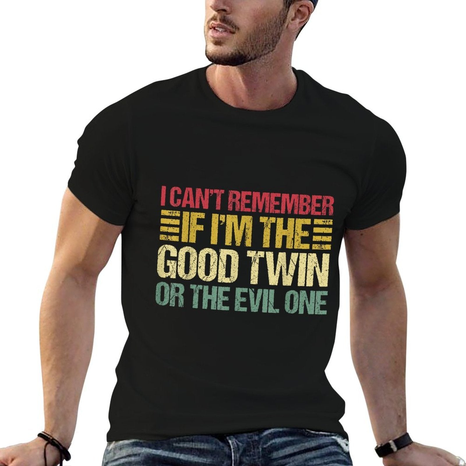 Funny Twin Am I The Good Twin Or The Evil One Vintage Twins  Classic T-Shirt