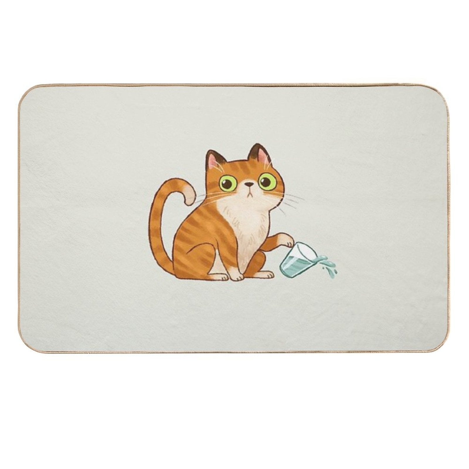 Cat Tipping Glass  Stain-Proof Bath Mat