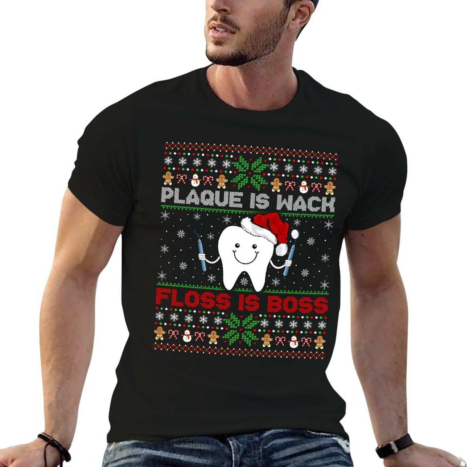 Dentist Plaque Wack Floss Is Boss Ugly Dentist Christmas Sweatshirt  Lightweight T-Shirt
