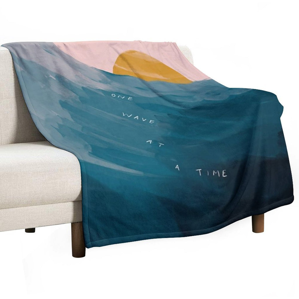 One Wave At A Time - Abstract Art - Inspirational Quote with Ocean, Sea Inspired - Morgan Harper Nichols Premium Throw Blanket