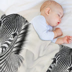 Realistic Black And White Zebra Portrait All-season Throw Blanket