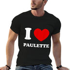 I Love Paulette I Heart Paulette Funny Paulette  Ribbed Collar T-Shirt