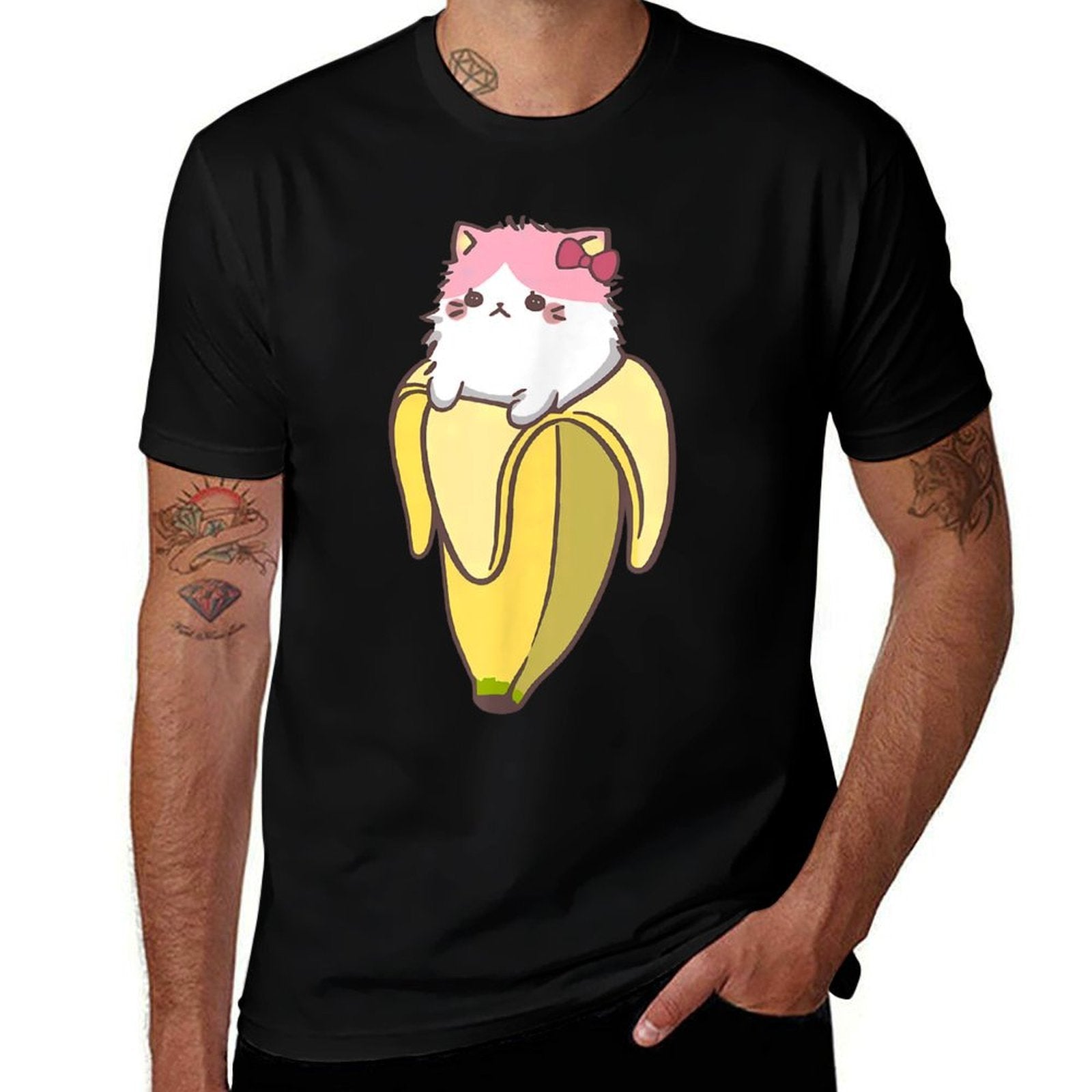 Banana Cat Funny Kawaii Bananya Gift Bday for Men Women Girls Kids  Soft T-Shirt