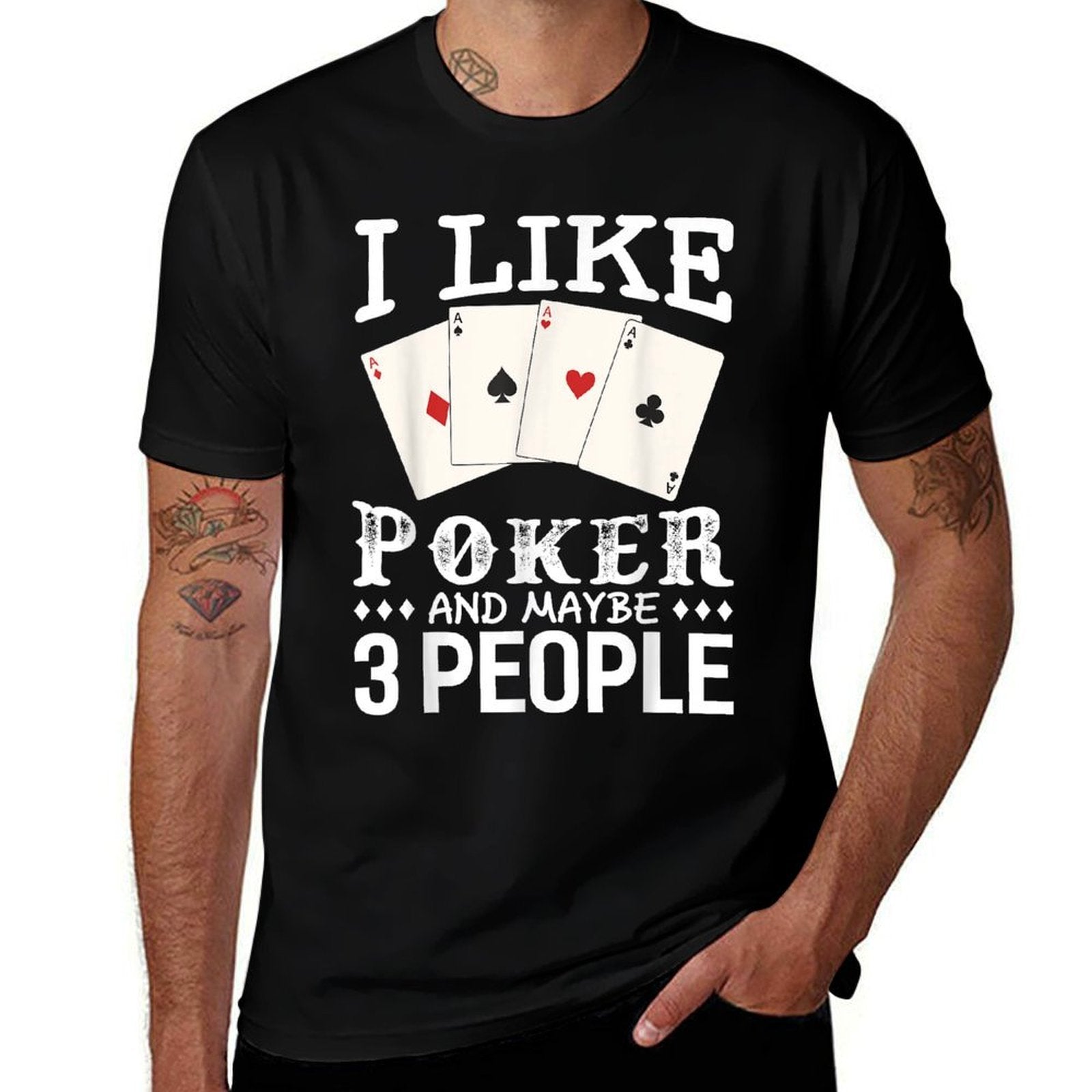 Poker Game Gifts Unisex Poker Black Small Crew Neck Letter Print Modern Poker Humor Gift  Relaxed-fit T-Shirt