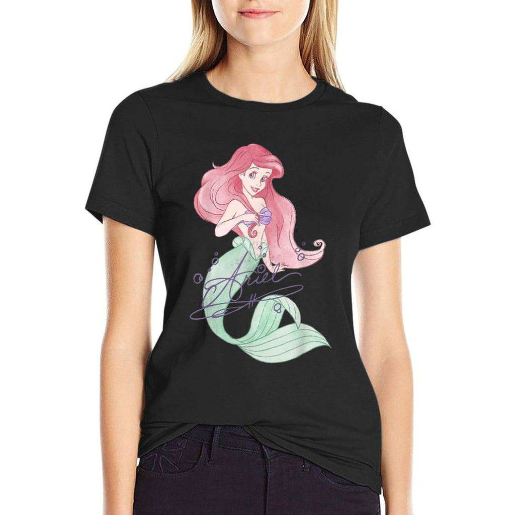 Disney The Little Mermaid Ariel Signed Portrait  Graphic-printed T-Shirt