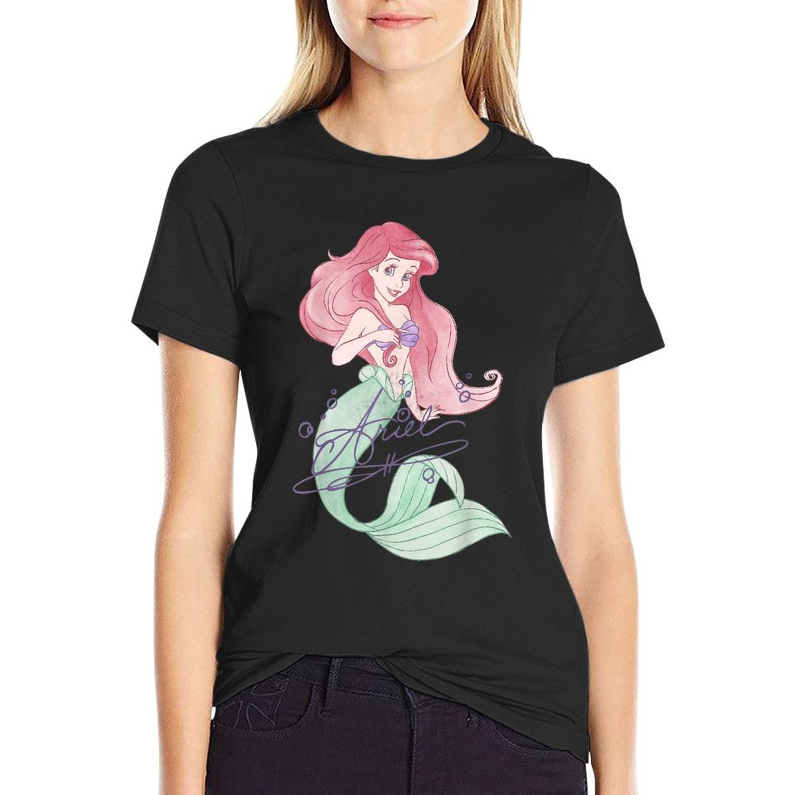 Disney The Little Mermaid Ariel Signed Portrait  Graphic-printed T-Shirt