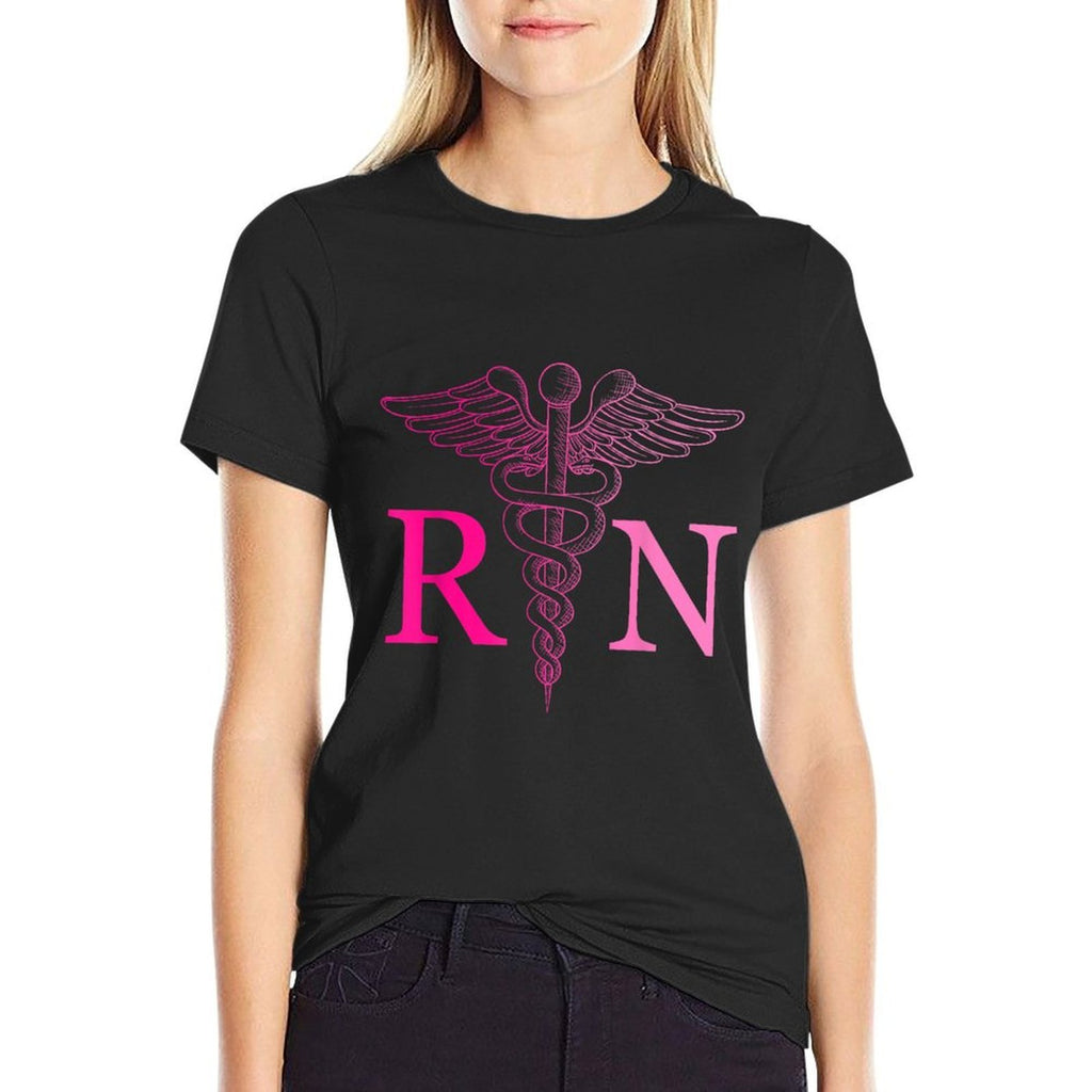Registered Nurse Appreciation Pink RN Nursing Tie Dye Nurse  Rolled Sleeves T-Shirt