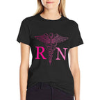 Registered Nurse Appreciation Pink RN Nursing Tie Dye Nurse  Rolled Sleeves T-Shirt