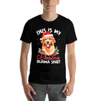 Golden Retriever Christmas Pajama Santa Hat Dog Lover Funny for Men Women  Oversized Silhouette T-Shirt