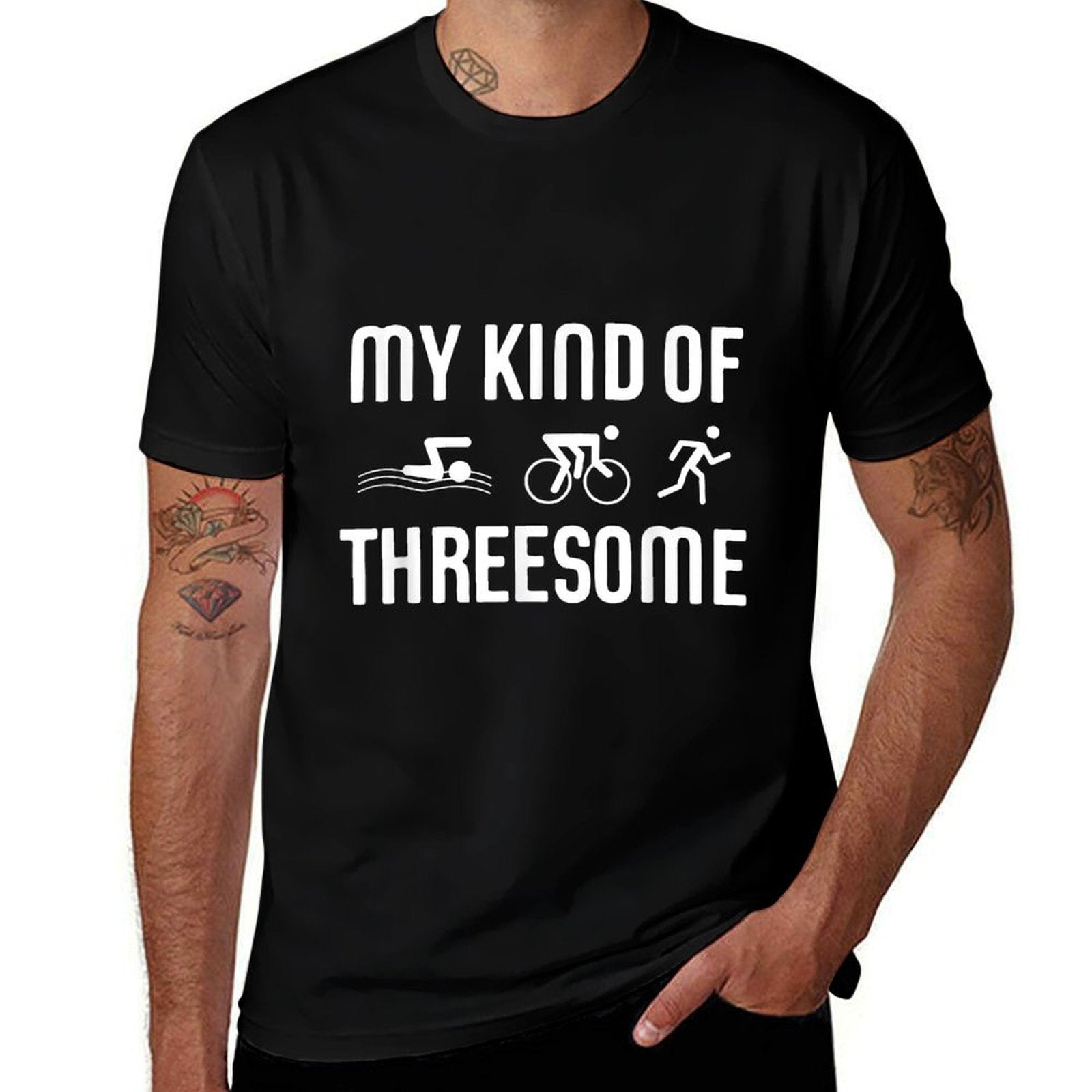 Triathlon Triathlete Funny My Kind Of Threesome Gift  Cotton T-Shirt