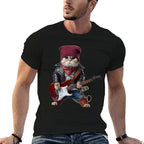 Cat Playing Guitar Cute Funny Cute Kitten Rock Rockin Cat Men Women Girls Kids  Tagless Design T-Shirt