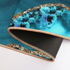 Teal & Gold Leopard Agate  Slip-Resistant Bath Mat