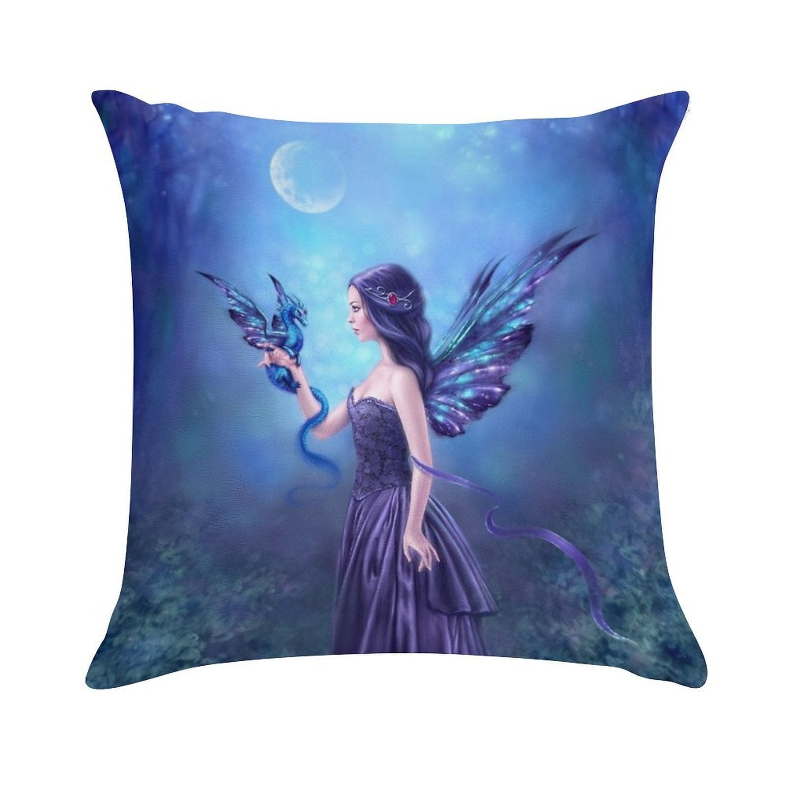 Iridescent Fairy & Dragon Soft Washable Throw Pillow