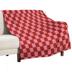 Pink And Red Checkered Anti-pilling Throw Blanket