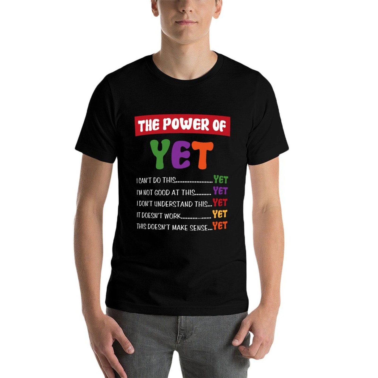 Teacher Growth Mindset Power Of Yet  Rolled Sleeves T-Shirt