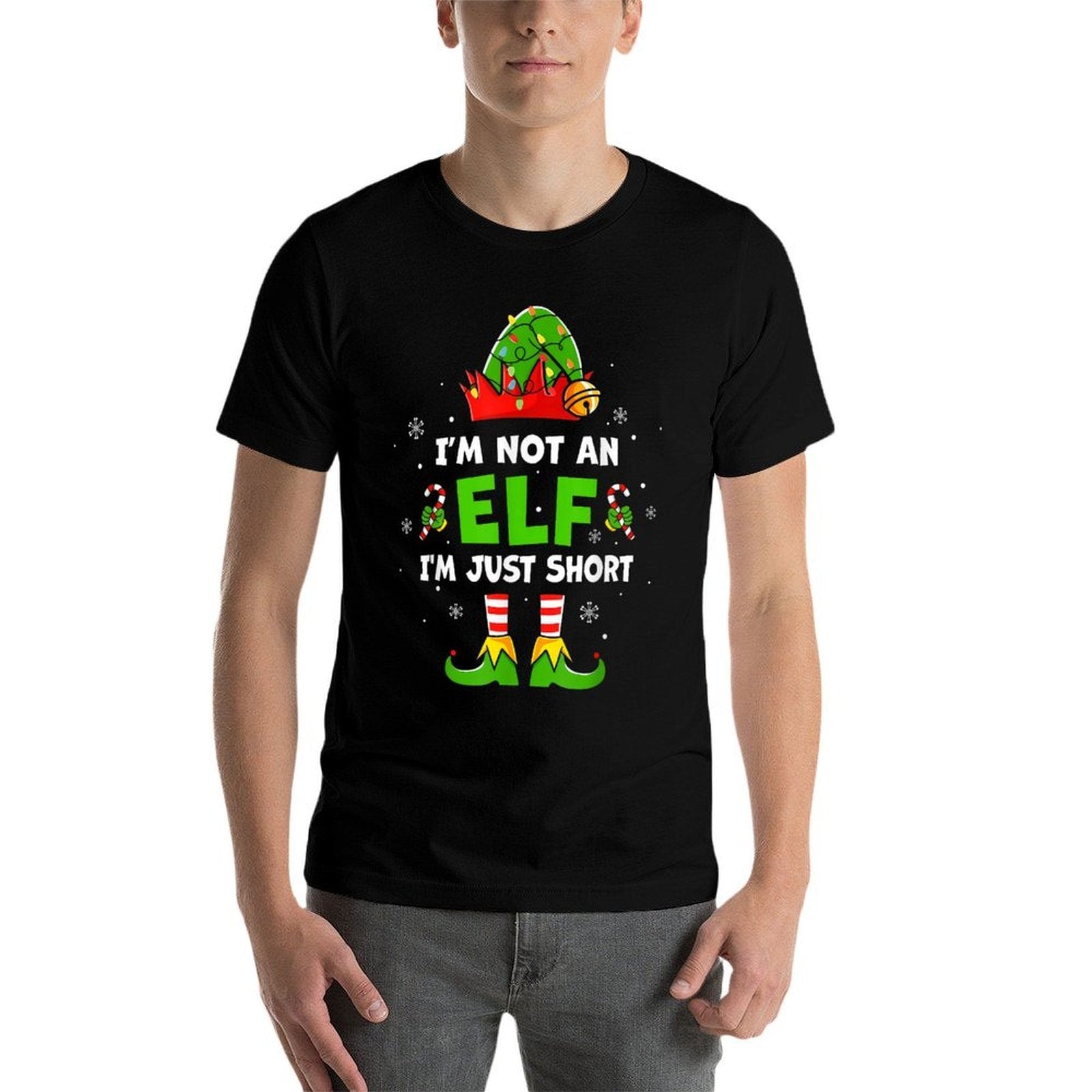 Im Not An Elf Just Short Funny Christmas Xmas Men Women Kids  Graphic-printed T-Shirt