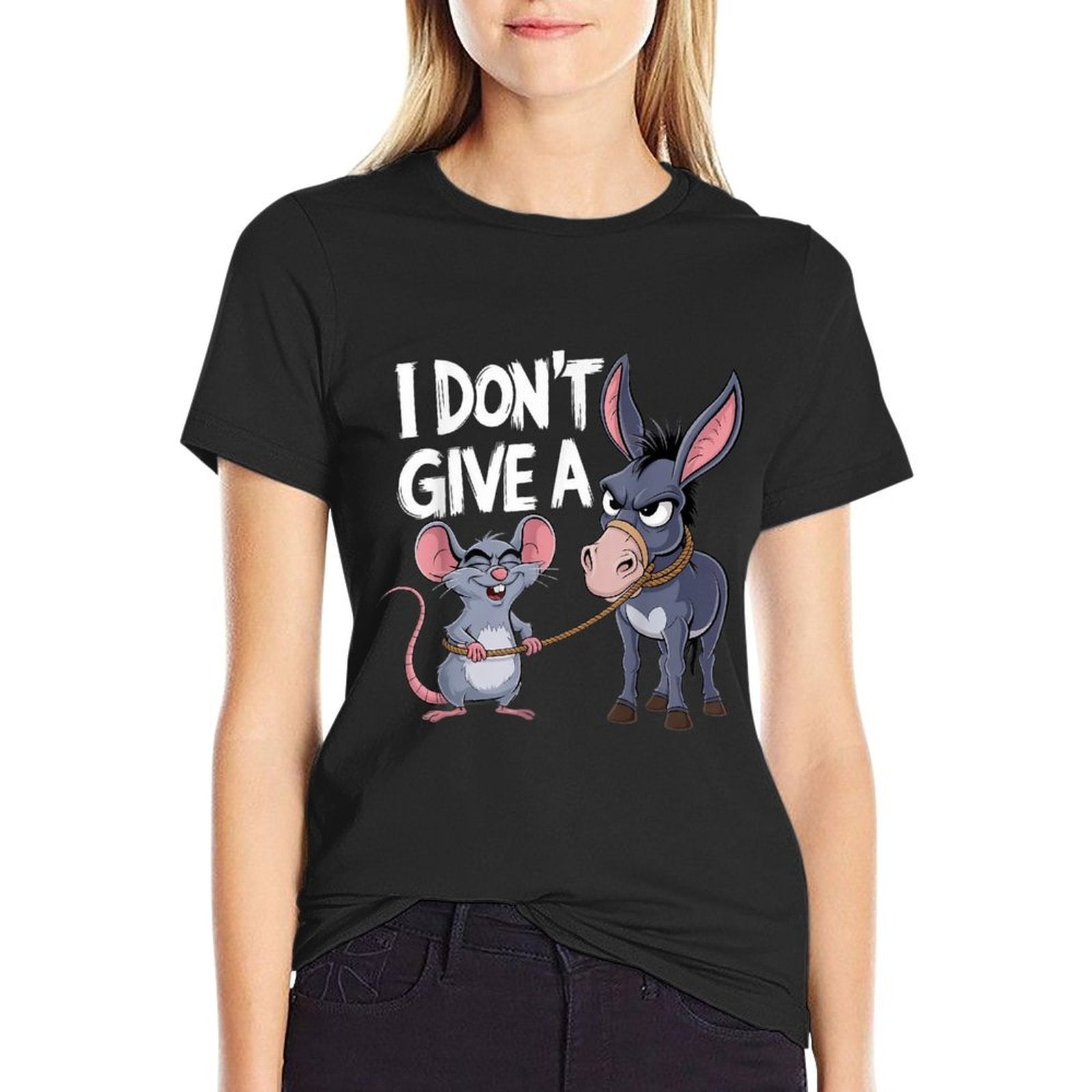 I Dont Give A Rats Ass Mouse Donkey Funny Sarcastic Animal Comfortable T-Shirt
