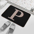 Letter P Metallic Look Stripes Silver Gold Copper  Rapid-Drying Bath Mat