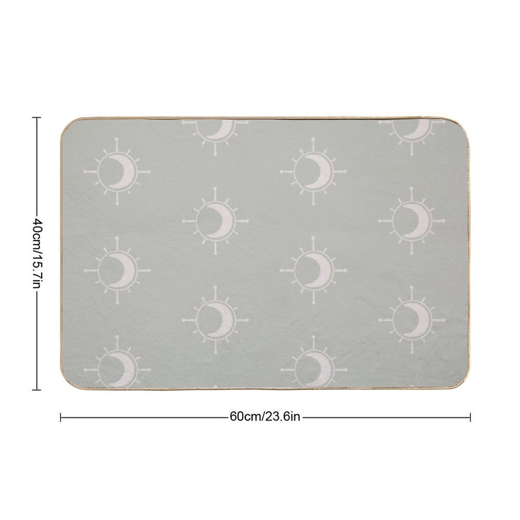 Cosmic Sun And Moon Design Soft Aesthetic In Muted Colors Pale Green  Pet-Safe Bath Mat