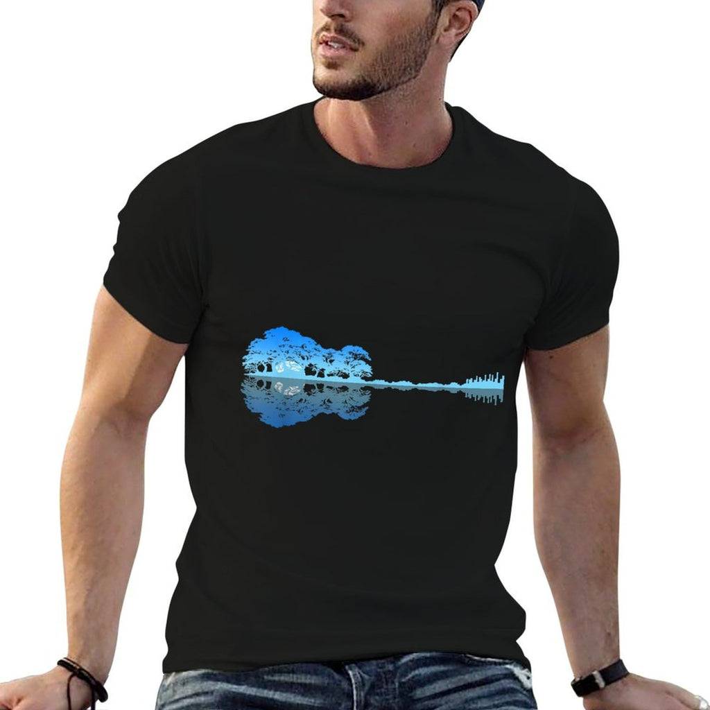 Guitar Shadow Lake Love Guitar Musician Guitarist Music  Polyester Blend T-Shirt
