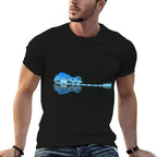 Guitar Shadow Lake Love Guitar Musician Guitarist Music  Polyester Blend T-Shirt