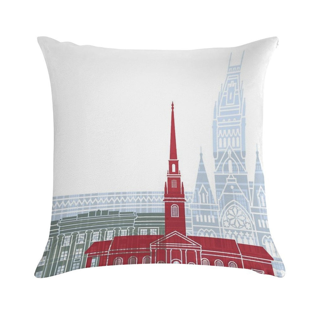 Harvard Skyline Poster Soft Bedroom Essential Throw Pillow